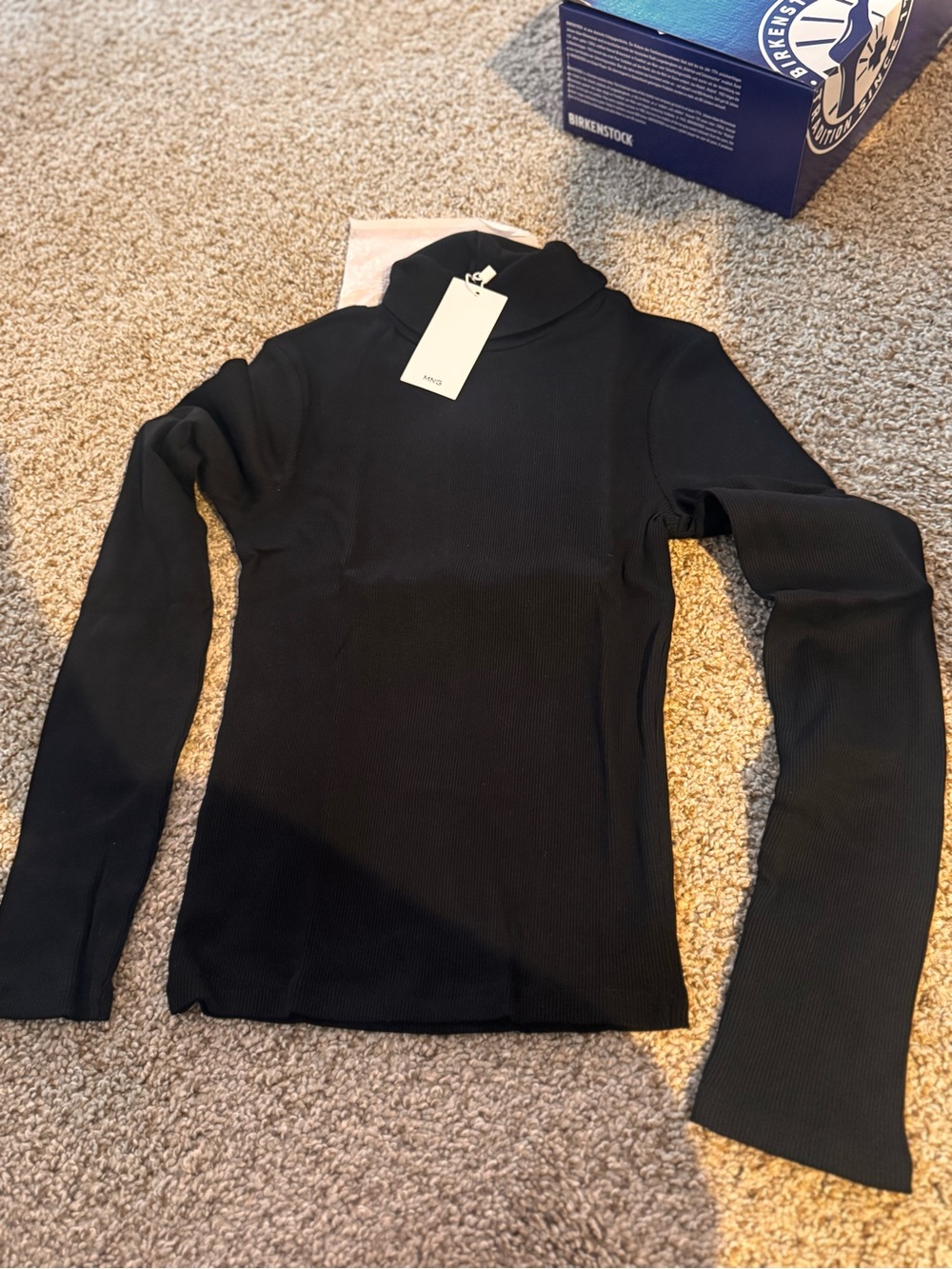 Mango Black Ribbed Turtleneck Sweater